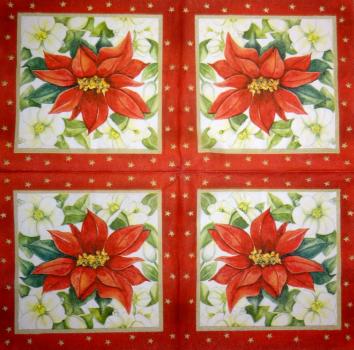 085 Christmas Flowers - 3-ply (cream/Edge grün) - Ihr